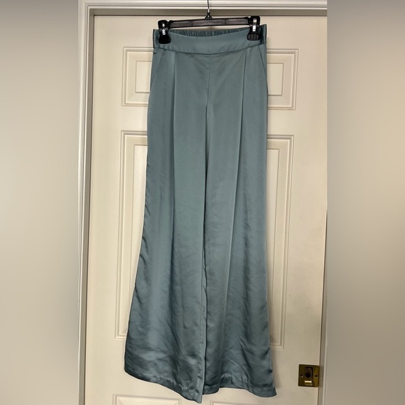 Drew Eva Satin Wide Leg Pull On Pants Sage Green - Picture 1 of 7